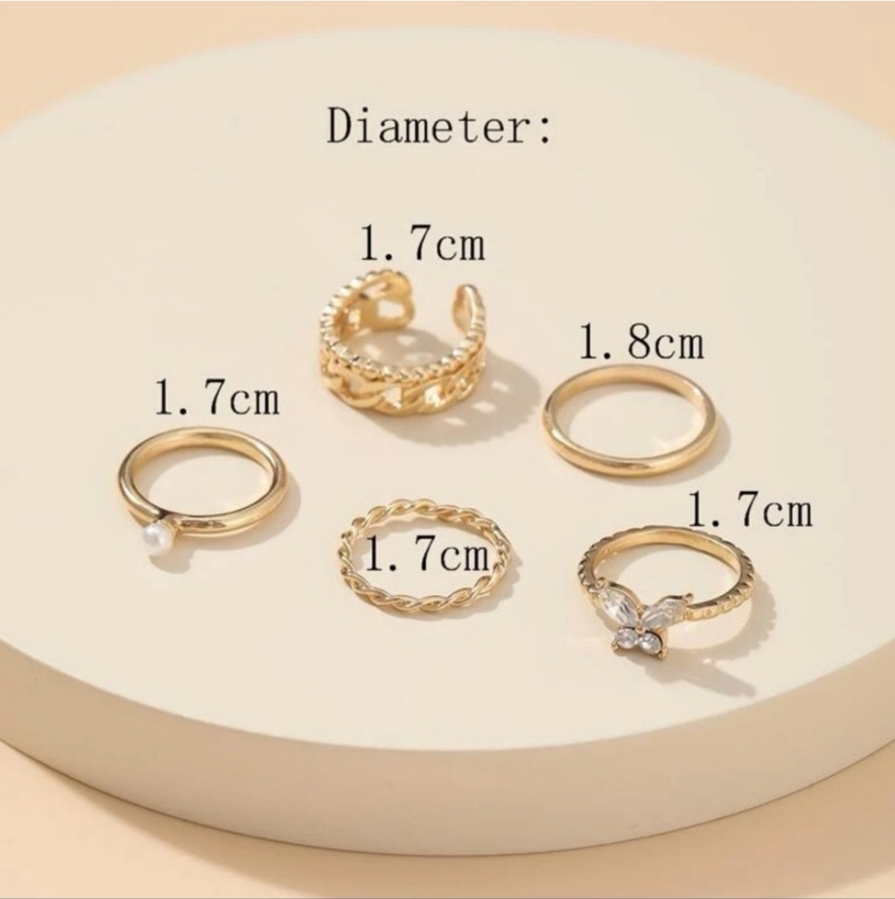 🤍3/$30 Gold Butterfly Cuff Ring Set - Picture 3 of 5
